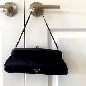 Black PRADA satin shoulder clutch